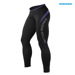 Better Bodies 110682-964 Fitness long tight, спортивные лосины, чёрные с фиолетовым