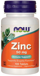 NOW Zinc Gluconate 50 мг, 100 таб