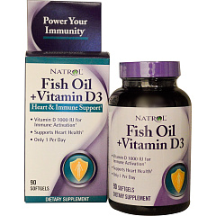 Natrol Fish Oil +Vitamin D3 90, капс