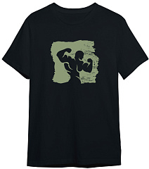 Kultlab Футболка мужская с хаки логотипом, чёрная - хаки