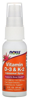 NOW Vitamin D3 & K2, 59 мл