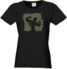 Kultlab Футболка женская с зелёным логотипом, чёрная