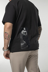 Kultlab Мужская футболка Oversize Merch Bodybuilder, чёрная - серая