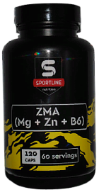 Sportline Nutrition ZMA (Mg+Zn+B6), 120 капс