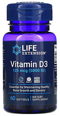 Life Extension Vitamin D3 125 мкг (5000 IU), 60 капс