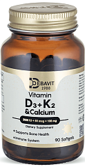 Debavit Vitamin D3 + K2 & Calcium, 90 капс