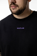 Kultlab Мужская футболка Oversize Merch, чёрная - фиолетовая