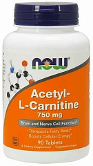NOW Acetyl L-Carnitine 750 mg, 90 таб
