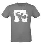 Kultlab Футболка мужская c белым логотипом, серая - белая