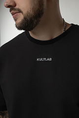 Kultlab Мужская футболка Oversize Merch, тёмный графит - белый кракелюр
