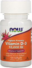 NOW Vitamin D3-10000 IU, 120 капc