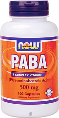 NOW PABA 500 мг, 100 капс