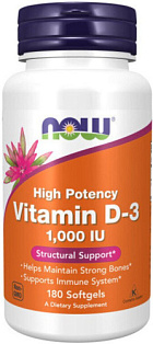 NOW Vitamin D3-1000 IU, 180 пастилок