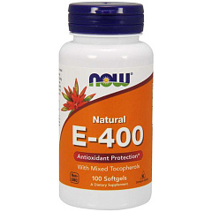 NOW Vitamin Е-400 Mixed Tocopherols, 100 капс