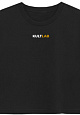 Kultlab Женский кроп-топ Oversize Merch, чёрный - бело-оранжевый